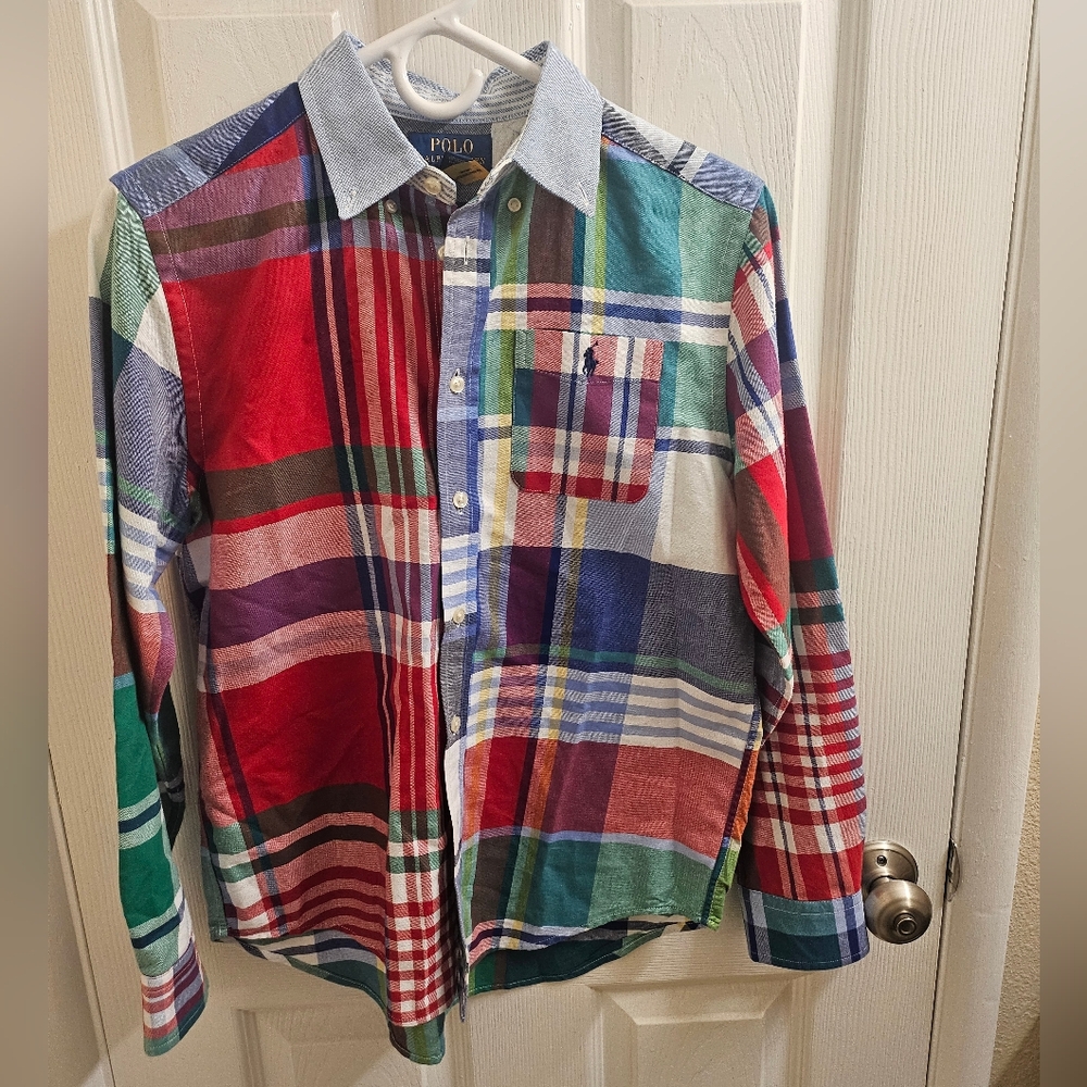 L Kids Polo Ralph Lauren Oxford Plaid Fun Shirt